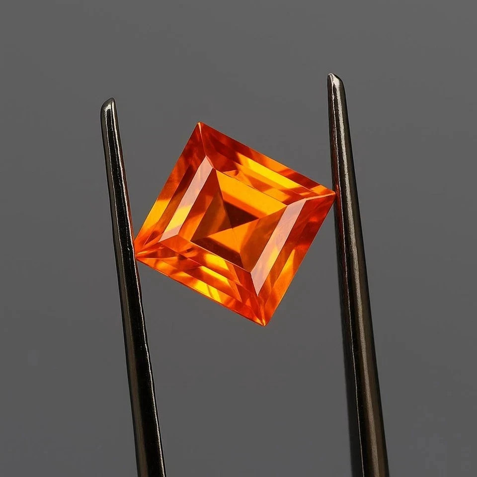 Natural Ceylon Orange Sapphire 10.01 Ct Princess Cut Certified Loose Gemstone