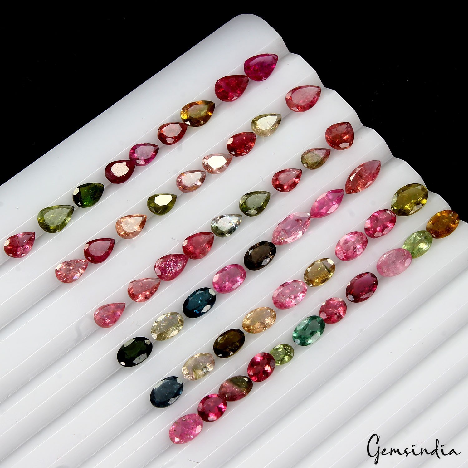 55 Pcs Natural Tourmaline Multi Color 4-7mm Loose Mix Cut Mozambique Gemstones
