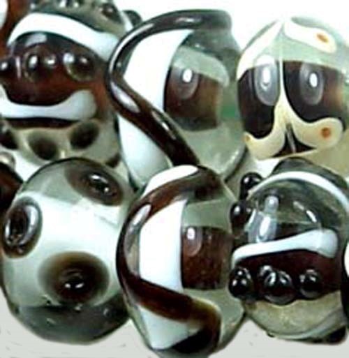 10 Lampwork Handmade Glass Coffee Brown Rondelle Beads