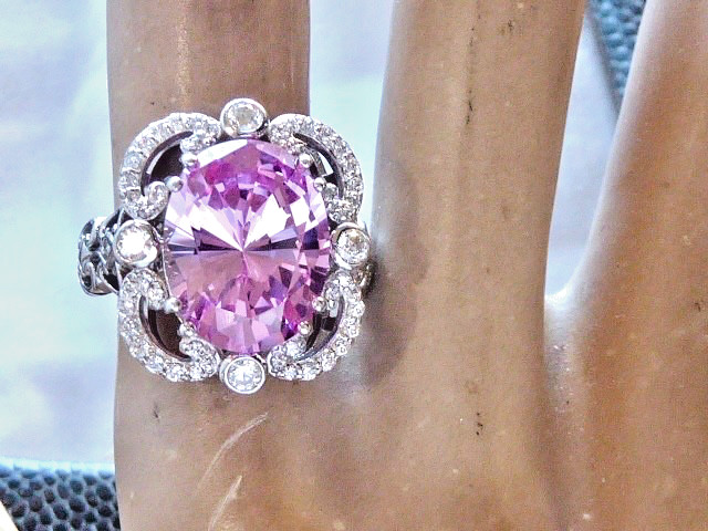 NEW QVC Diamonique Erica Courtney Size 8 Pink XO EC 925 Sterling Silver Ring