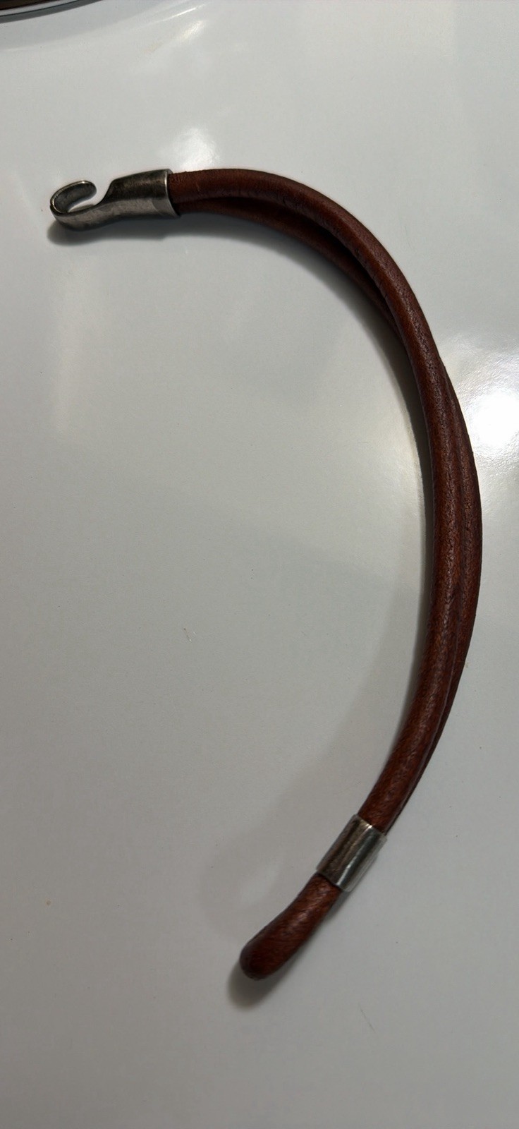 Handmade Real Genuine Leather Double Corded Bracelet Stainless Steel Clasp Brown