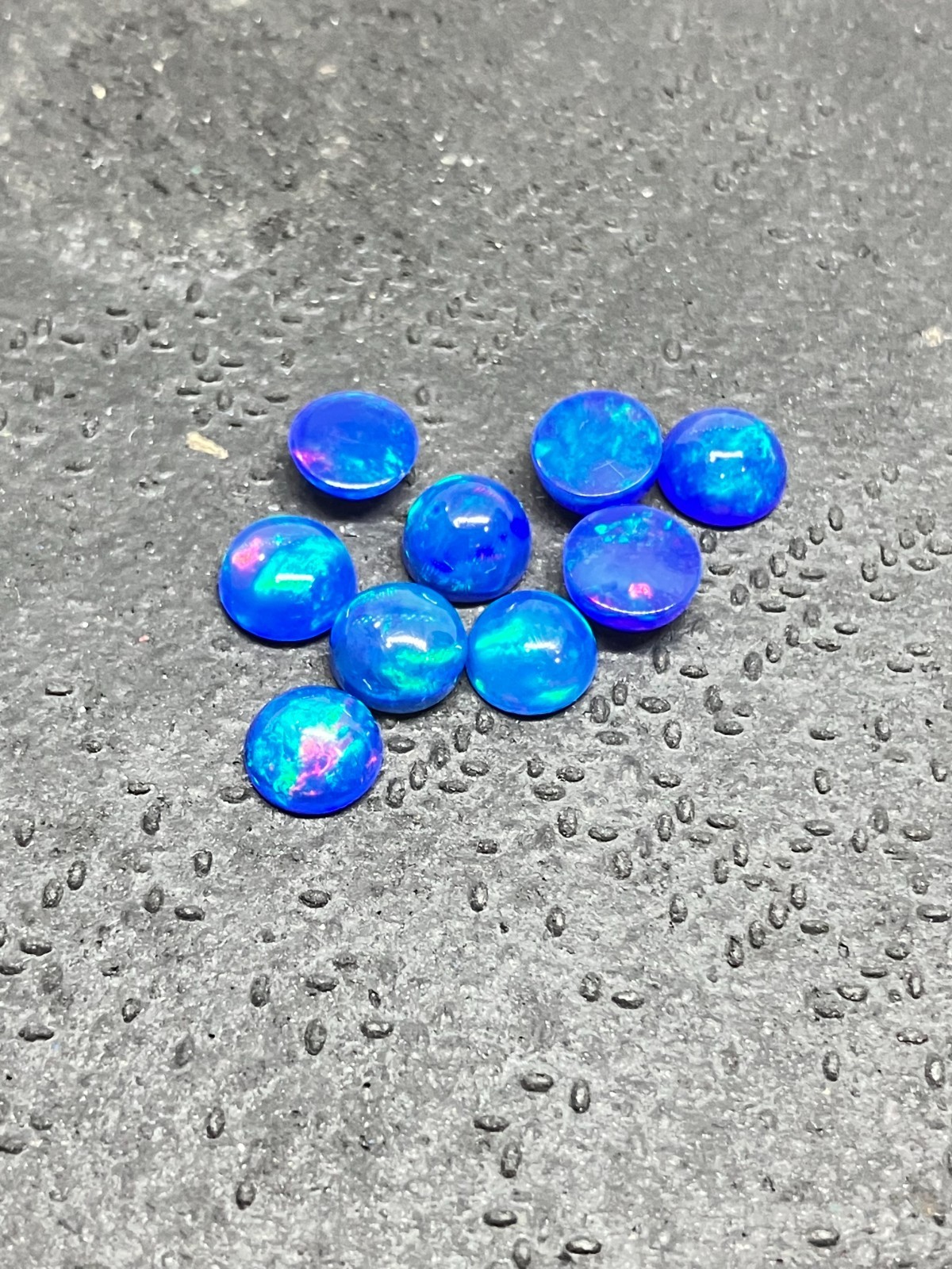 Natural Ethiopian Blue Opal Fire Round Flat Back AAA Loose Gemstone For Jewelry