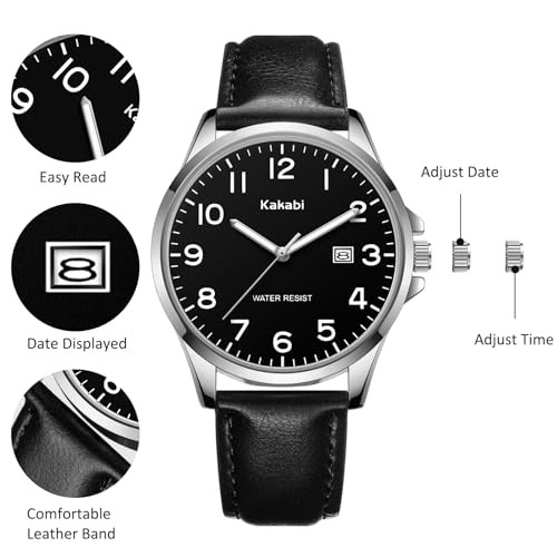 Watch for Men, Fashion Minimalist Wrist Watch Waterproof Quartz Analog 02-Black