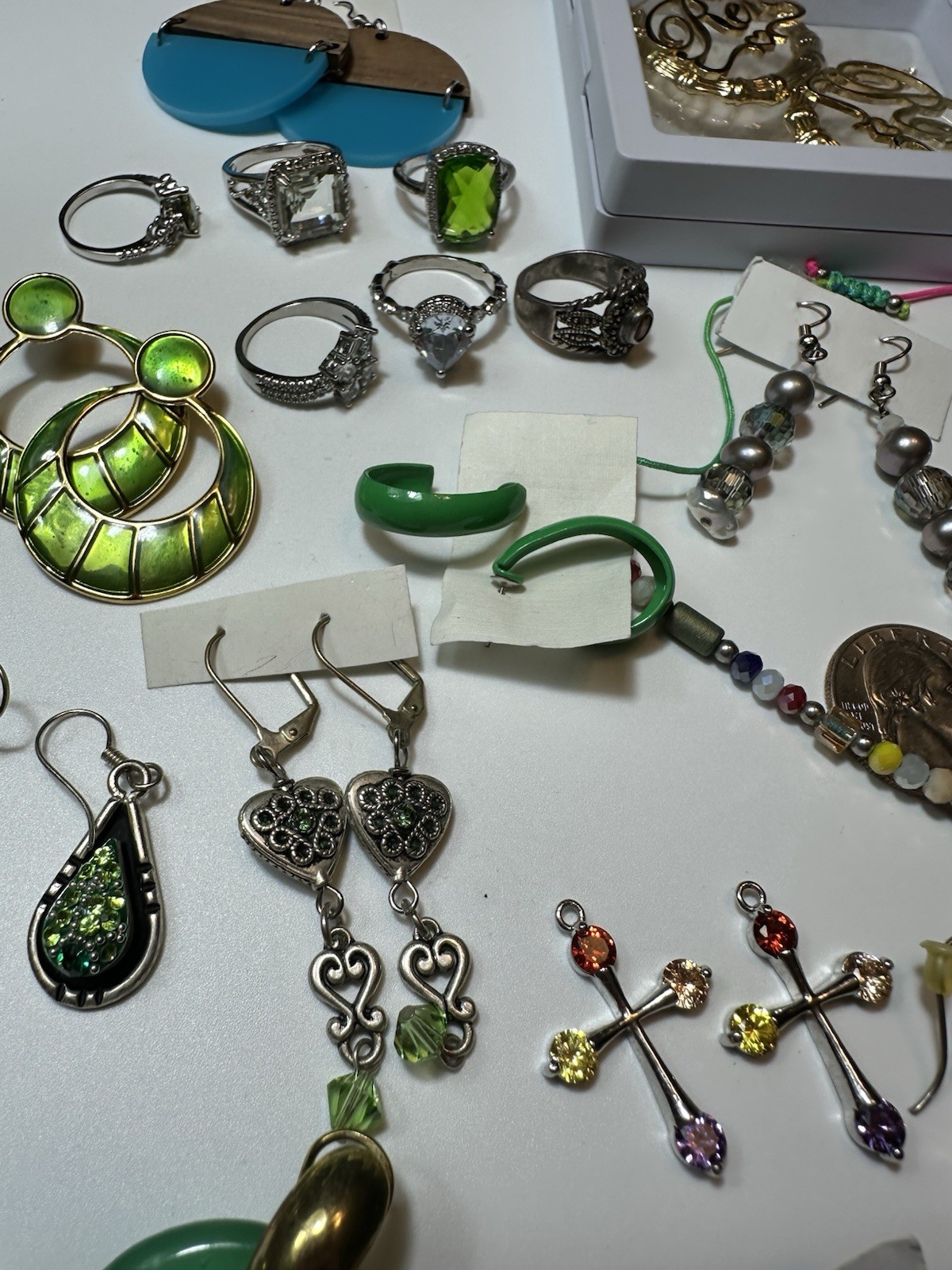 Multicolor Crystal Mixed Lot Earrings Rings Necklace Pendant Brooch 40 Pc