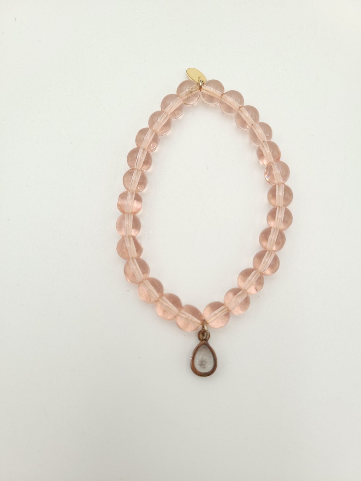 Alexa’s Angels Pink Glass Bread stretch Bracelet W Charm