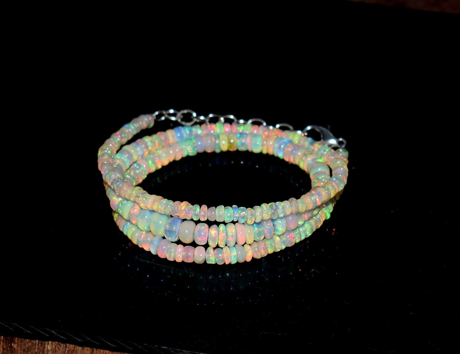 A++ Natural Ethiopian Opal Beads Welo Fire Opal Gemstone Beads Necklace”16