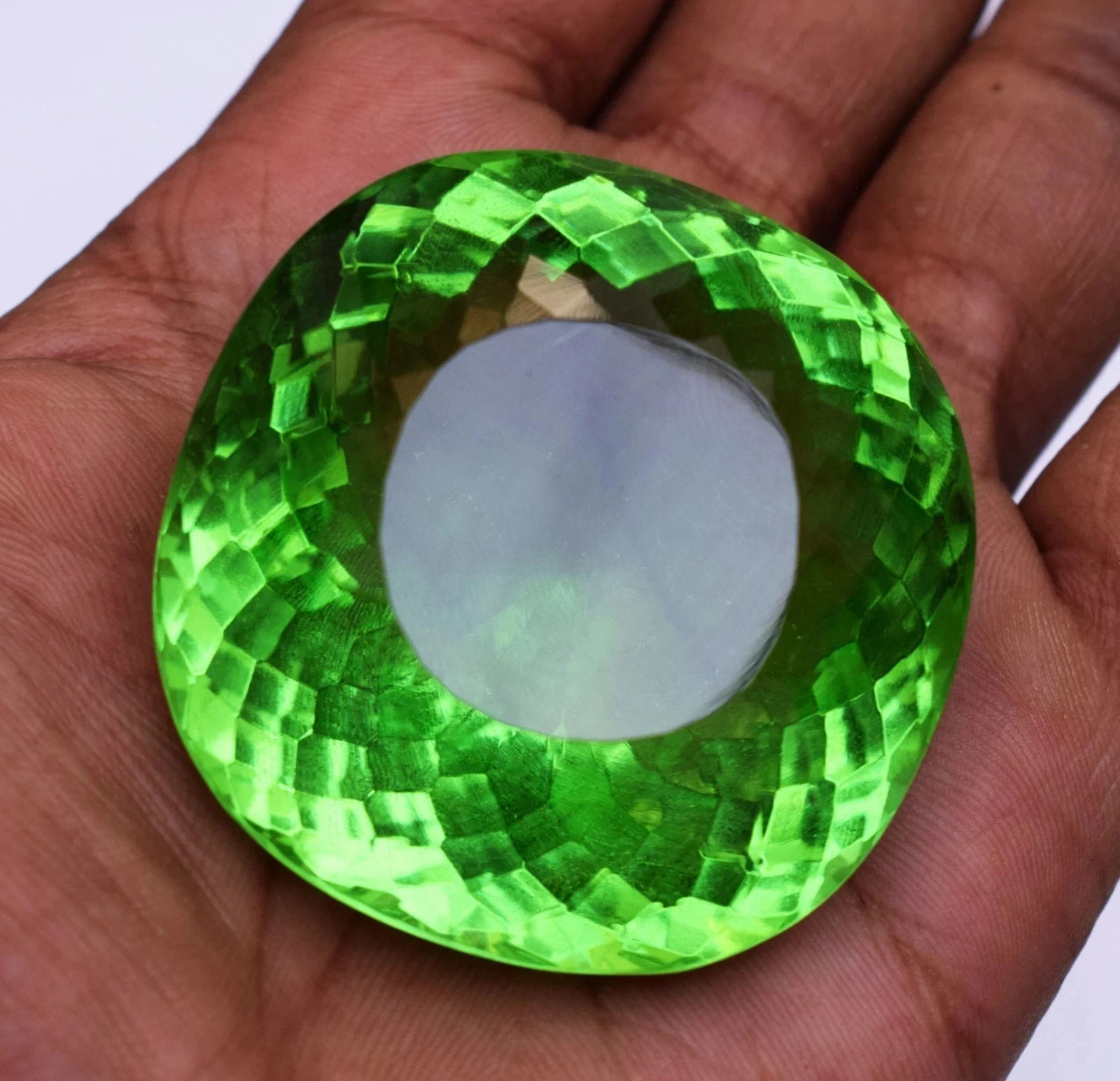 460 Ct Flawless Green Peridot Square Cushion Cut Stunning Certified Loose Gem