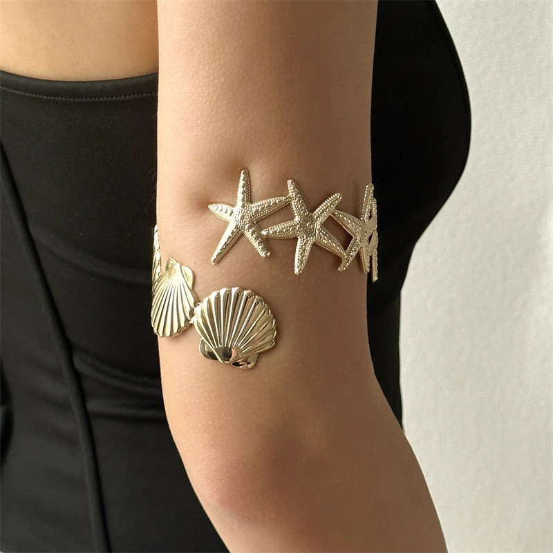Sea Star Starfish Shell Upper Arm Bracelet for Women Beach Vacation Jewelry