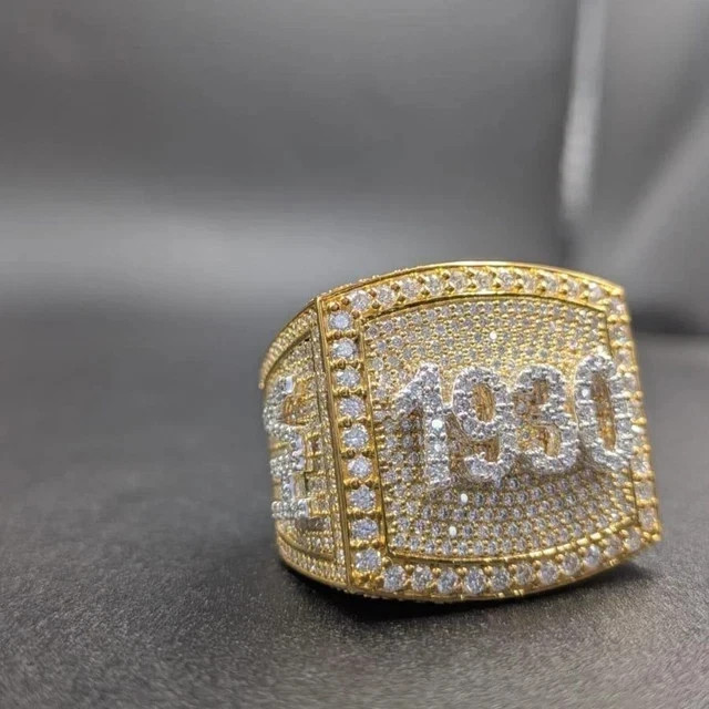 5TCW Round Cut Lab Created Diamond Custom Number Ring 14k Two Tone Gold Plated