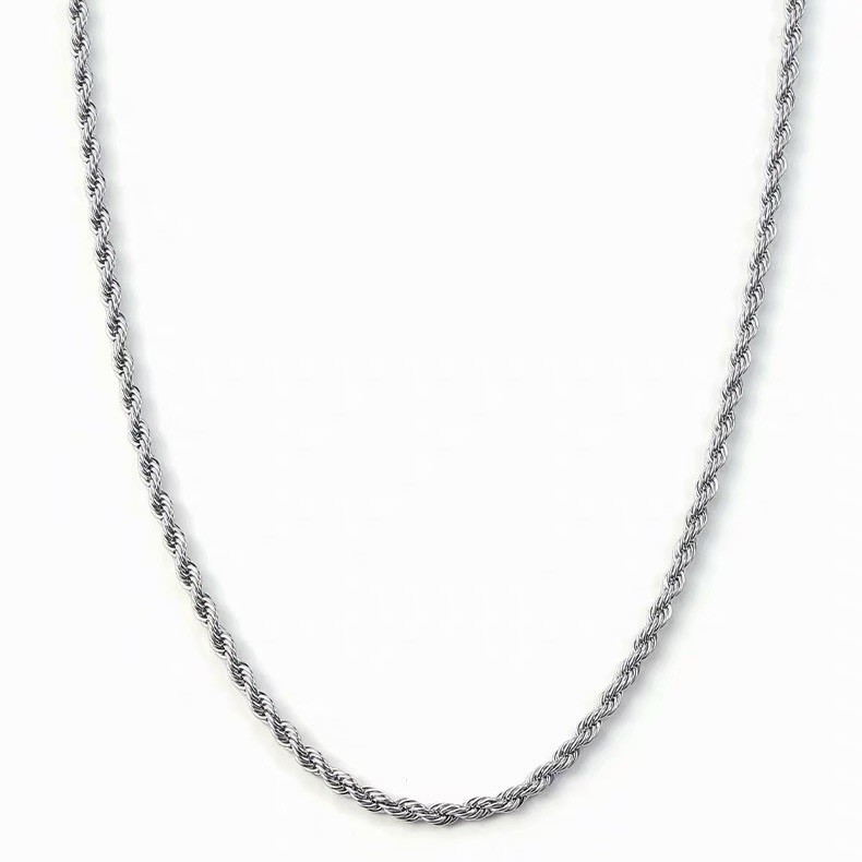 Gold or Silver Stainless Steel Twisted Rope Chain Necklace Lobster Clasp