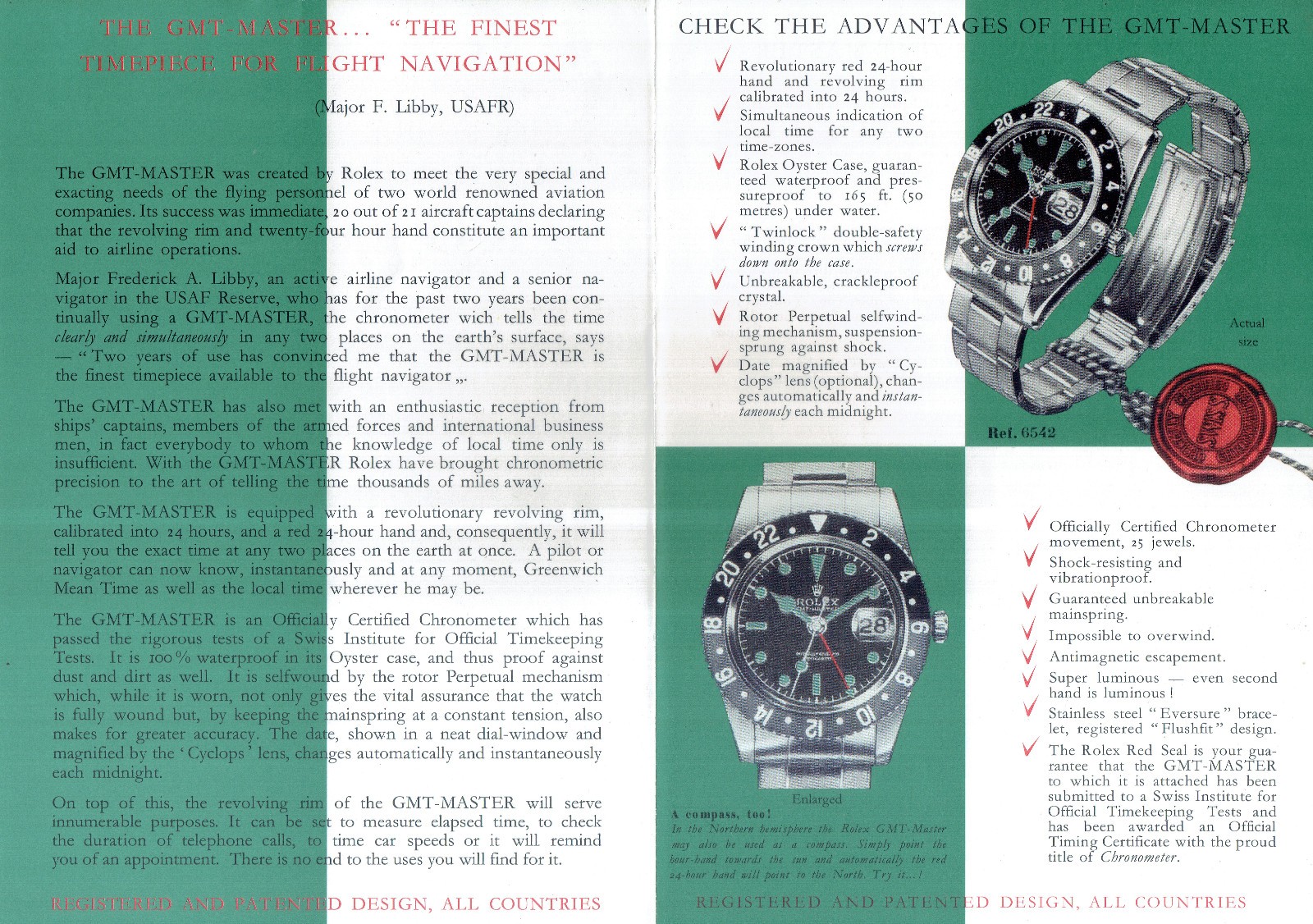 Rolex GMT-Master vintage Leaflet english 1959 for good condition