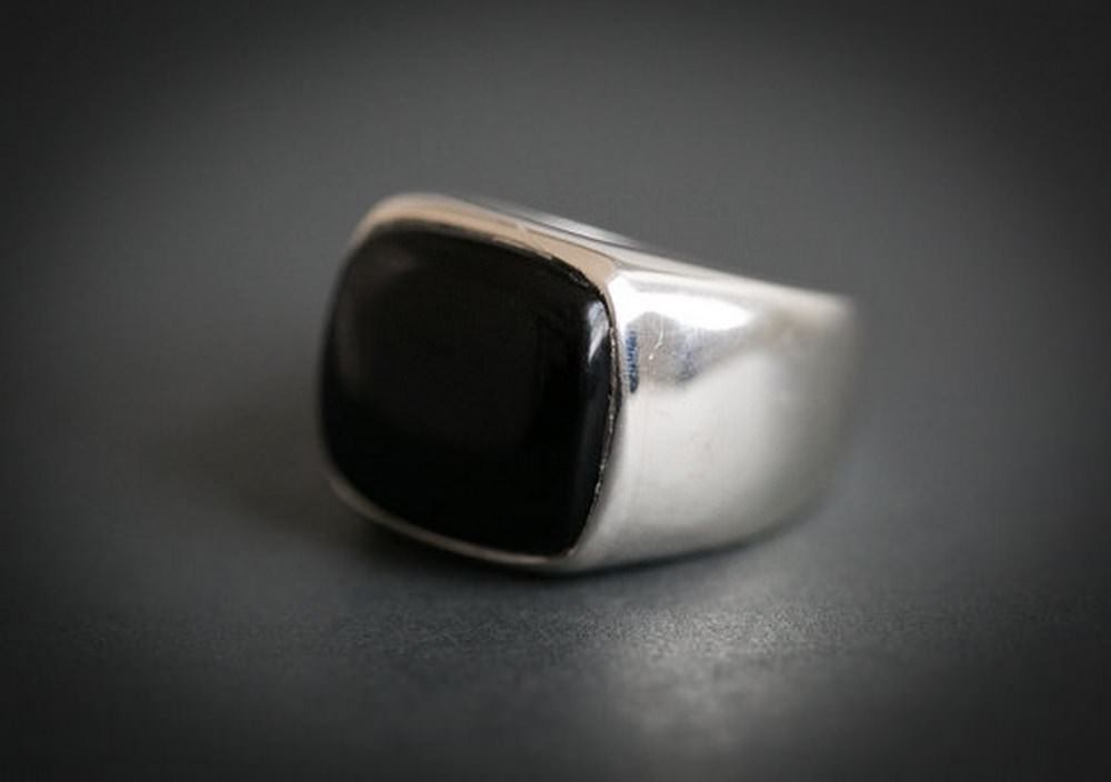 Solid 925 Sterling Silver Natural Black Onyx Cushion Gemstone Men’s Unisex Ring