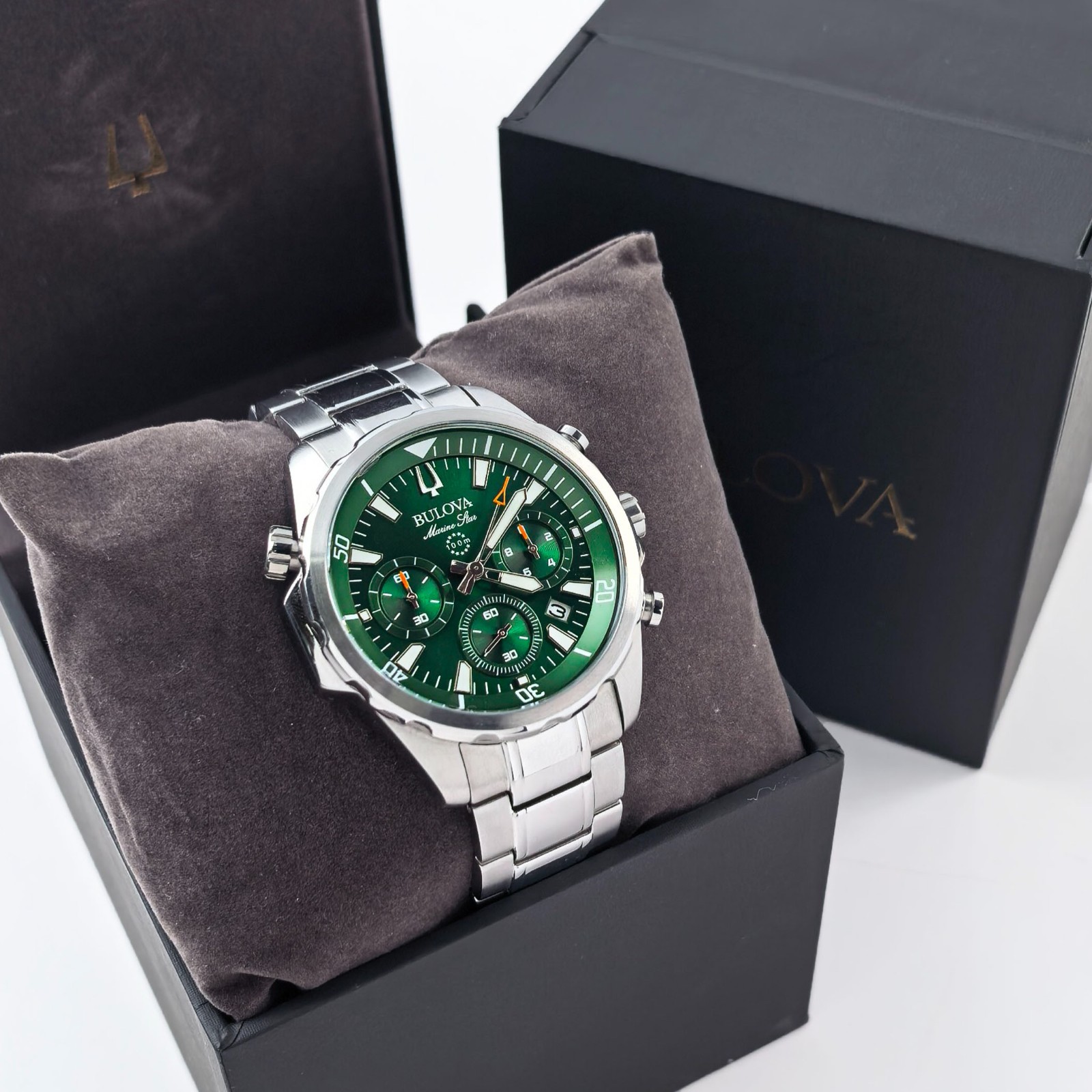 Bulova Classic Marine Star Green Dial Chronograph Men’s Quartz Watch 96B396