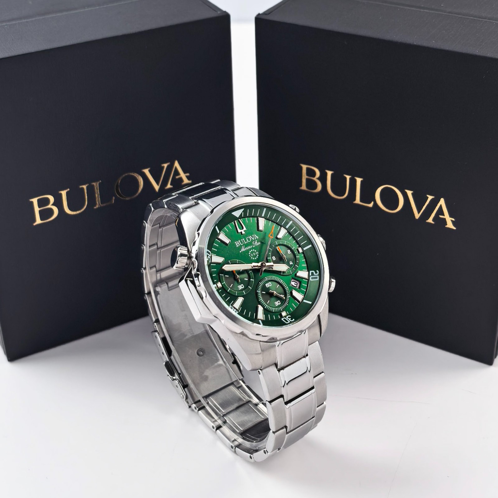 Bulova Classic Marine Star Green Dial Chronograph Men’s Quartz Watch 96B396