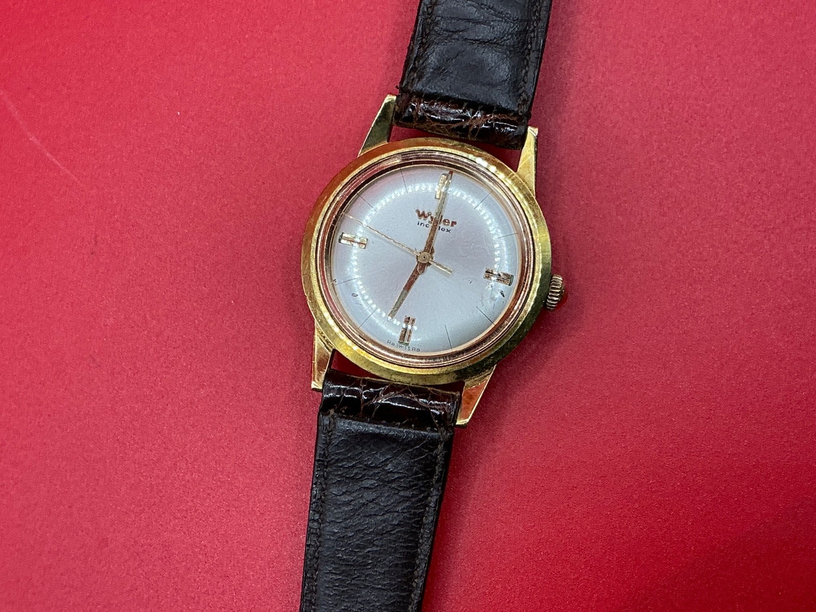 RARE VTG 1960s Wyler Incaflex Reverse 36mm Gold Swiss Automatic Watch Cal. WH26