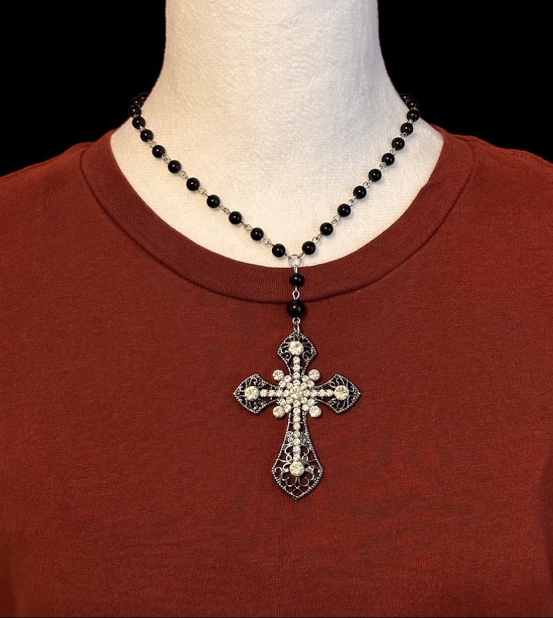 Statement Cross Necklace Religious Gothic Rosary Cross Choker Necklace Unisex