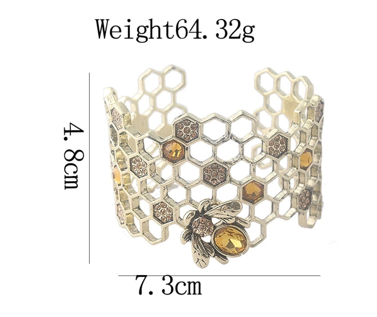 Alloy Gold Colored Honeycomb and Bee Cuff Bracelet
