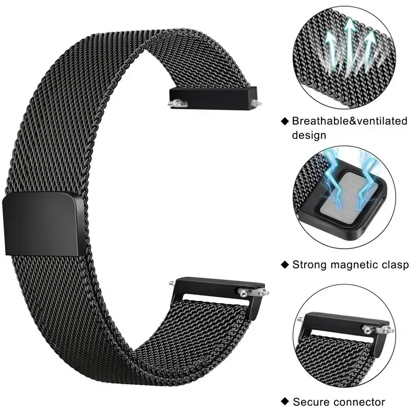 18MM Strap For Garmin Venu 3S Vivoactive 3S 4S Magnetic Metal Loop Watch Band