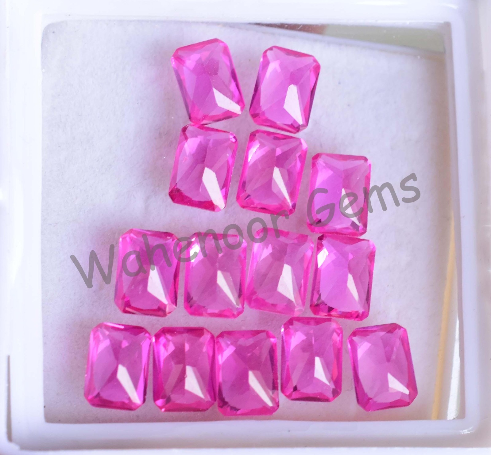 14 Pcs Natural MOGOK Pink Ruby 6.90 mm Emerald Certified AAA+ Loose Gemstone