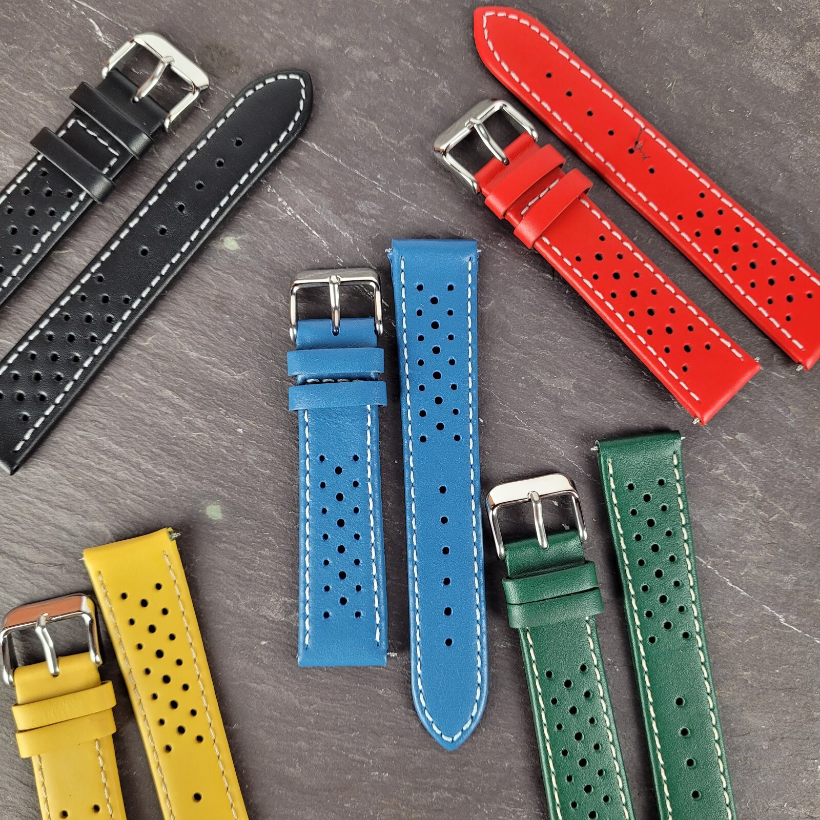 Perforated Leather Rally / Racing Watch Strap Band – Omega Style – 18/20/22/24mm