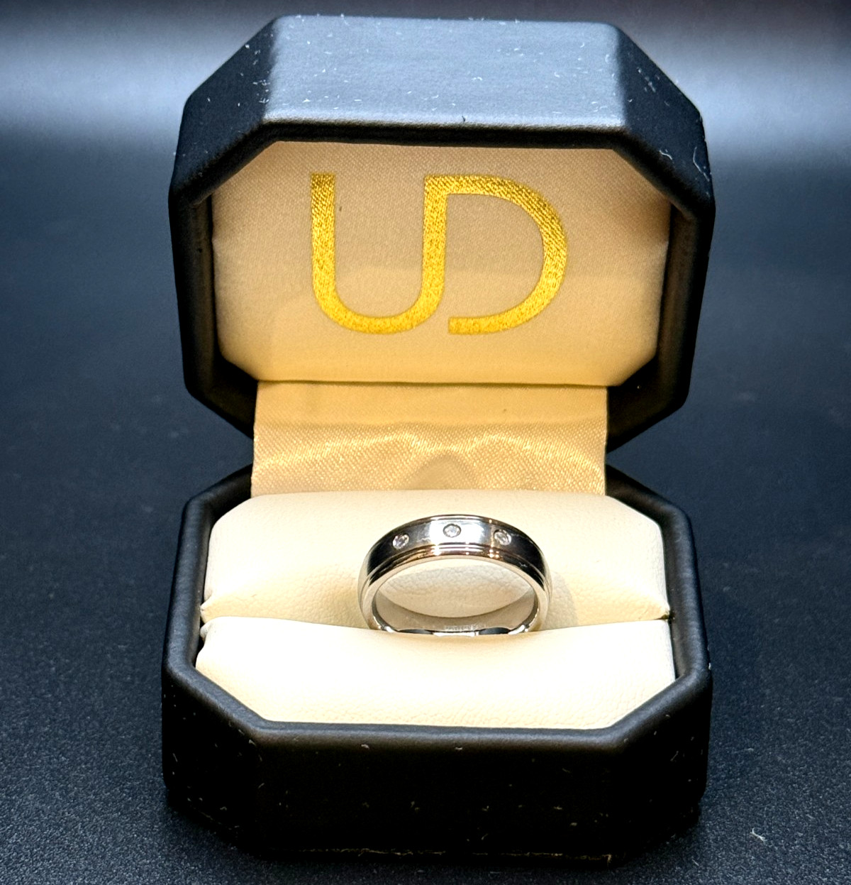 Titanium Ring 3 Genuine Natural Diamonds J-SI2 UD Jewelers Comfort Fit Band