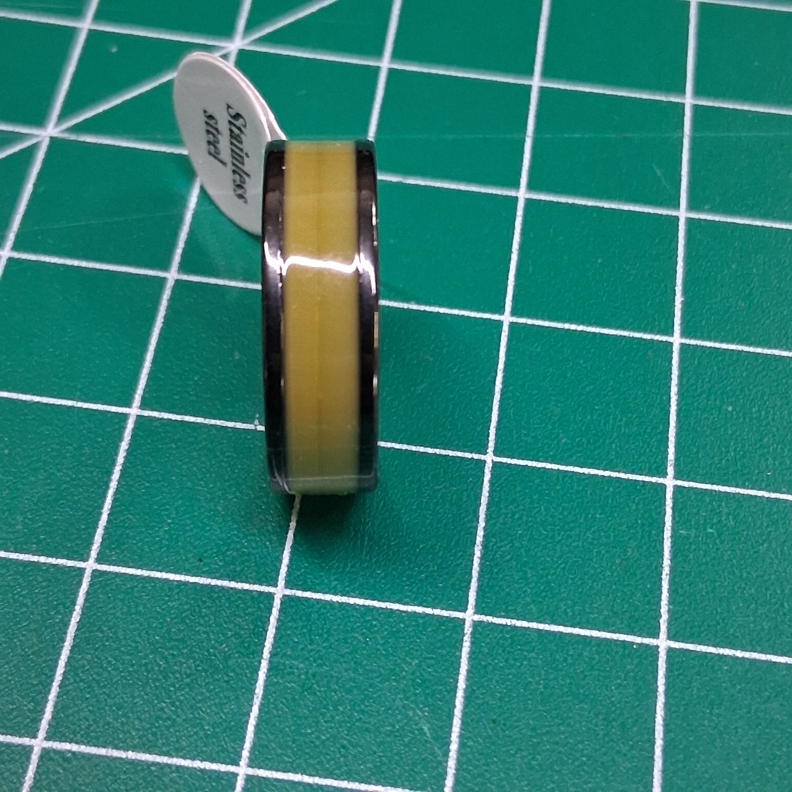 Black Stainless Steel Size 11.25 Olive Green Band Ring