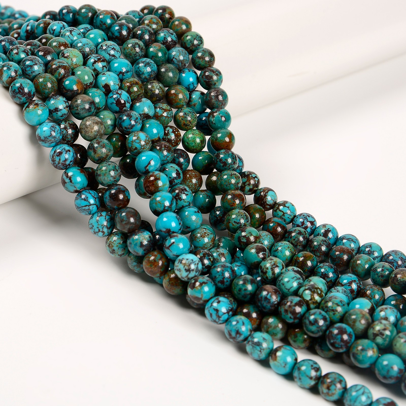 Genuine Natural Turquoise Smooth Round Beads 5mm 6mm 7mm 8mm 9mm 15.5″ Strand
