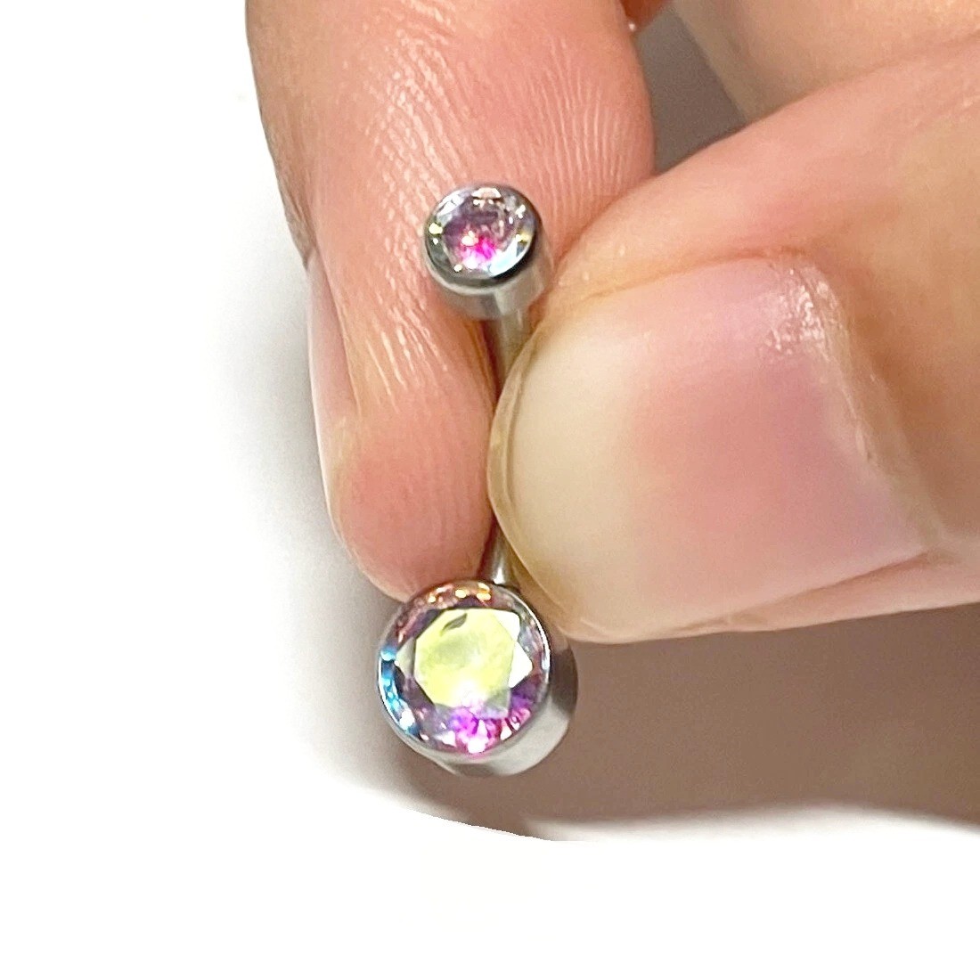 STERILIZE WEIGHTLESS Titanium Most Beautiful Bezel AB Swarovski TINY VCH Barbell