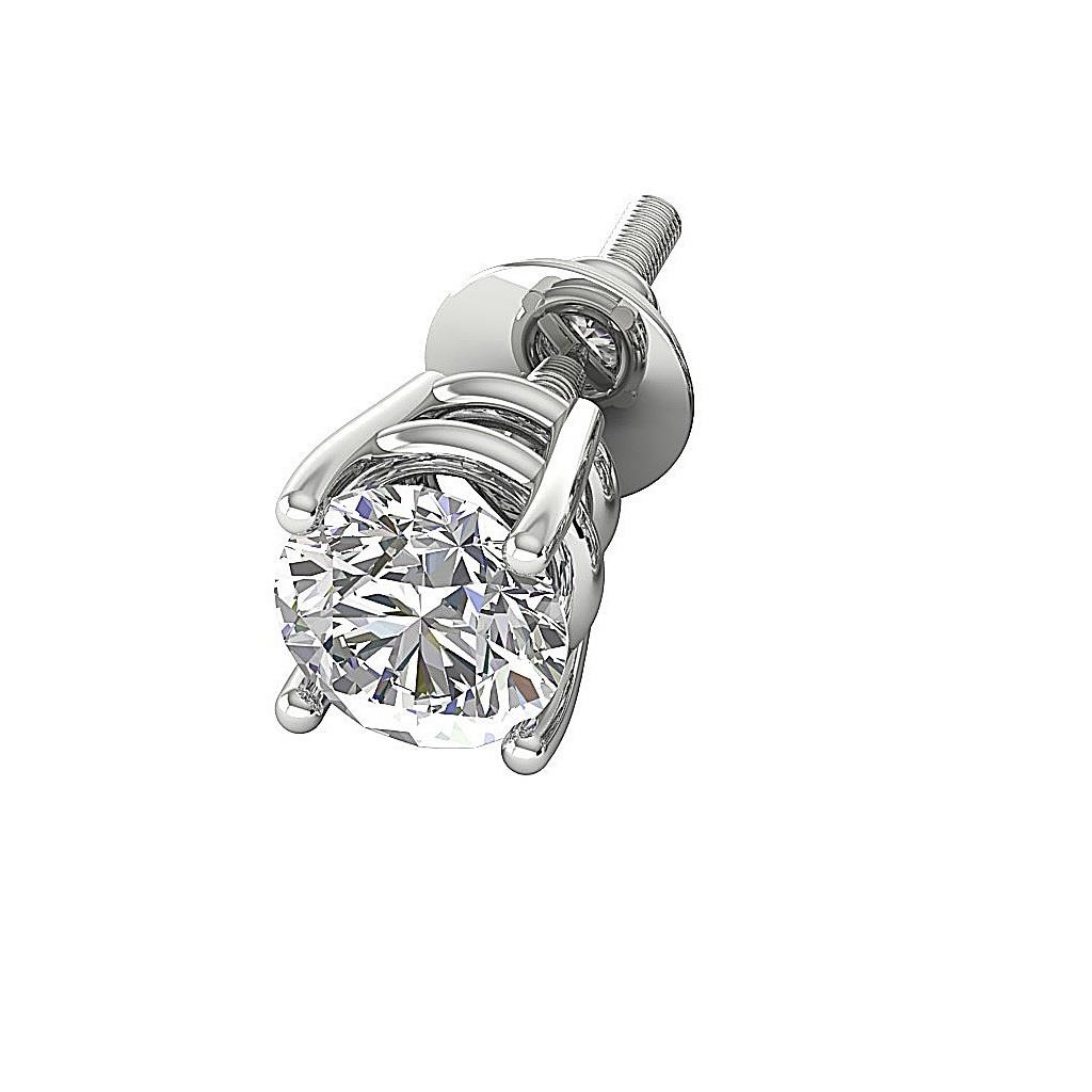 SI1 G 0.23 Ct Round Diamond Solitaire Single Piece Stud Earring 14K Solid Gold