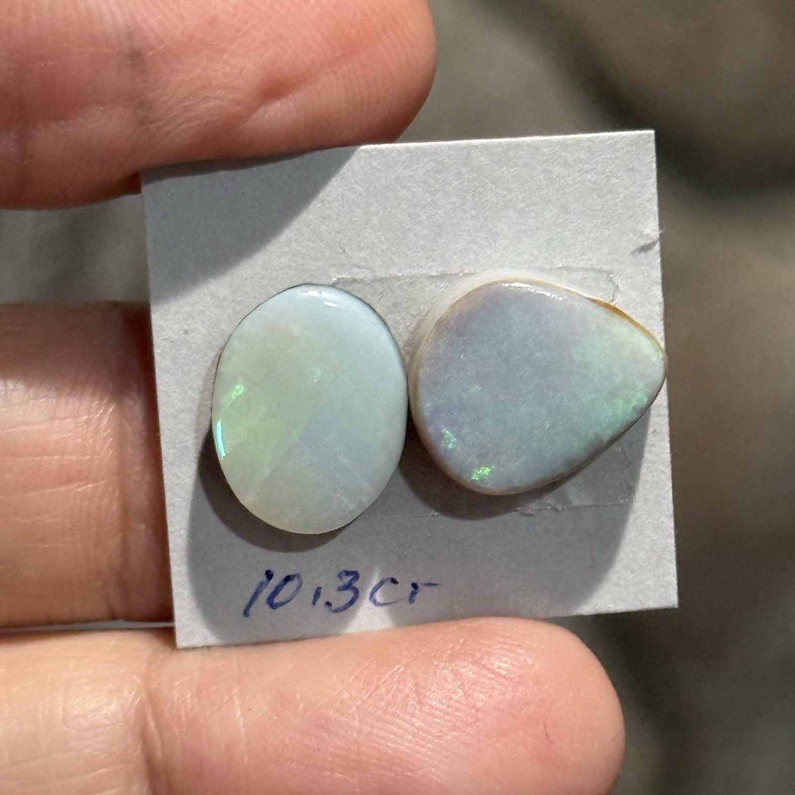 SALE 10.3ct 13x11mm 2 Pc Lot Gray Australian Doublet Opal Cabochon Gems