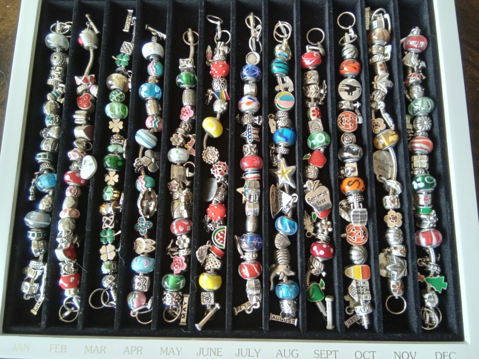 Willabee and Ward 12 Bracelet Set with Display Case (1)One Labled For Each Month