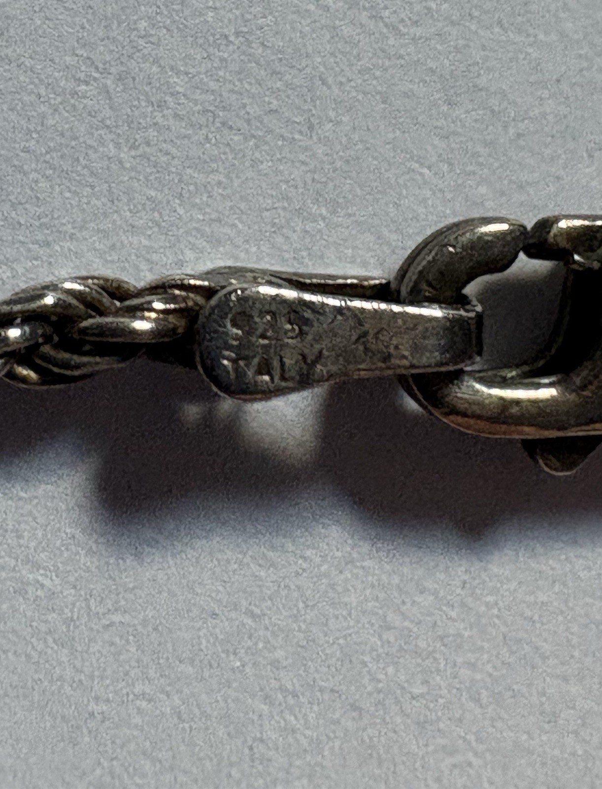 Vintage Italy Solid 925 Sterling Silver 1.7mm Diamond Cut Rope Chain 18” 5.37g