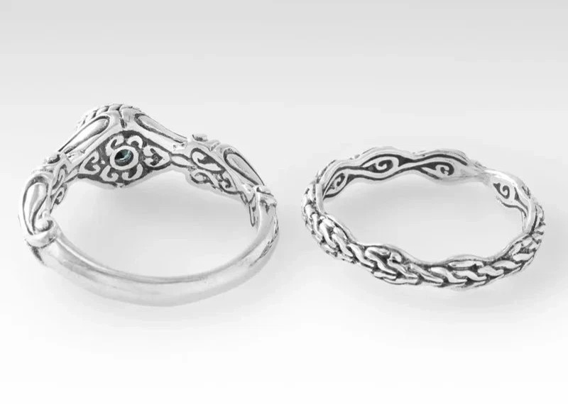 Sarda Love One Another Ring Sz. 8 Set of 2 in Blue Zircon #30