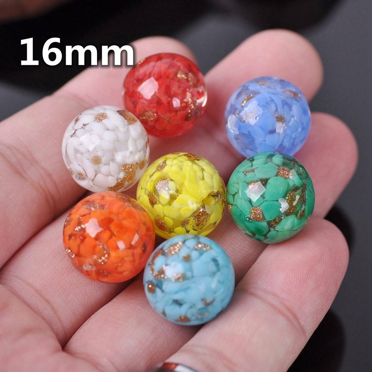 5pcs 12~20mm Round Lampwork Glass Charms Loose Craft Beads Jewelry Findings DIY