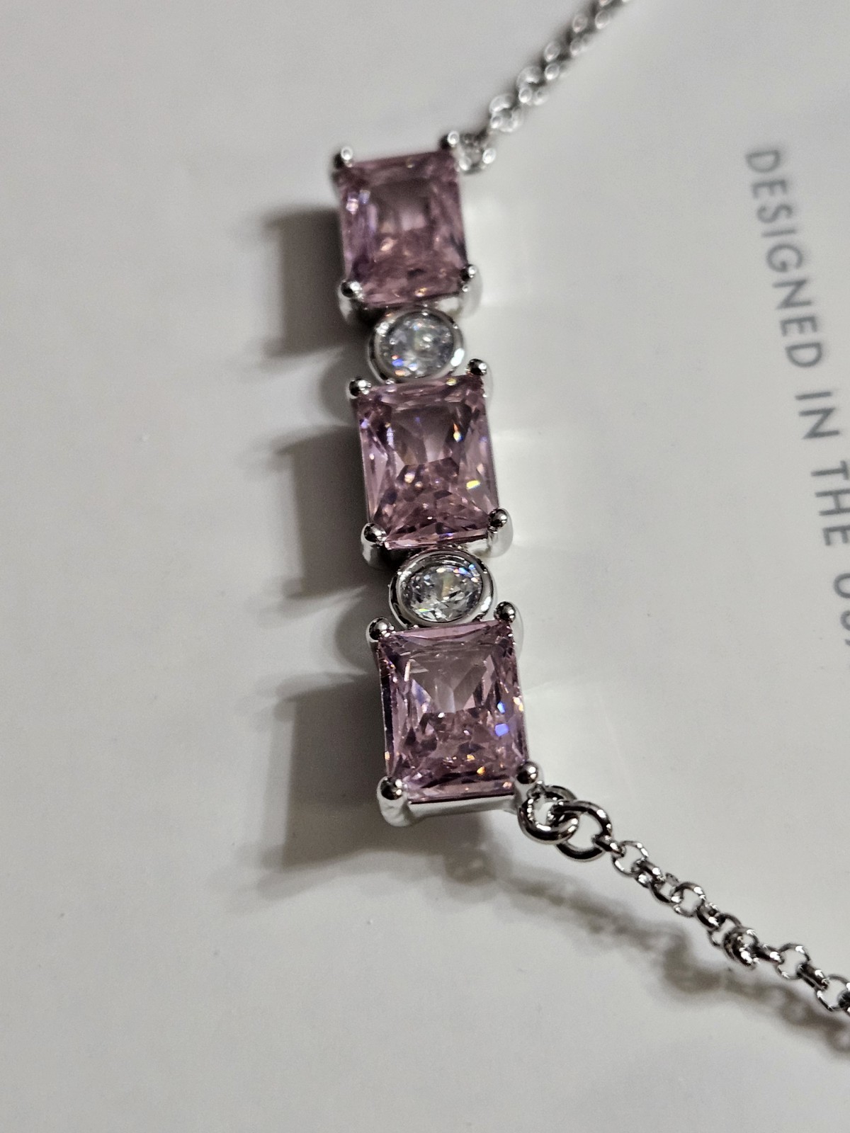 Bomb Party Necklace You Light Me Up Rose Quartz Cz On Rhodium Plating Rbp8956