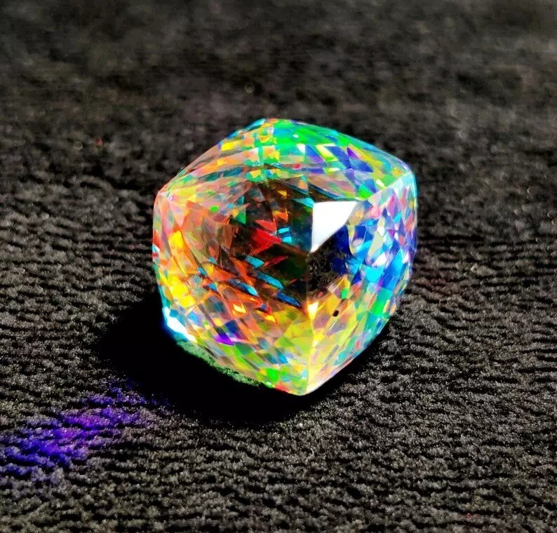 50 CT+ Natural Rainbow Color Cube Cut Mystic Topaz Certified Gemstone