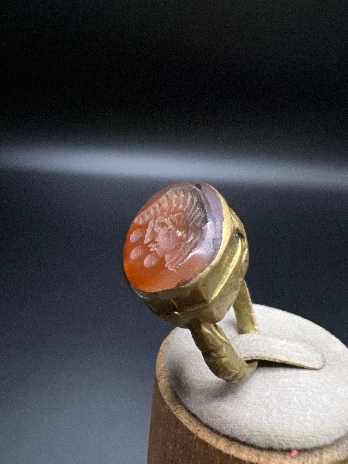 Vintage Carnelian Intaglio Ring Size 8 Roman Warrior Portrait Ring Handmade