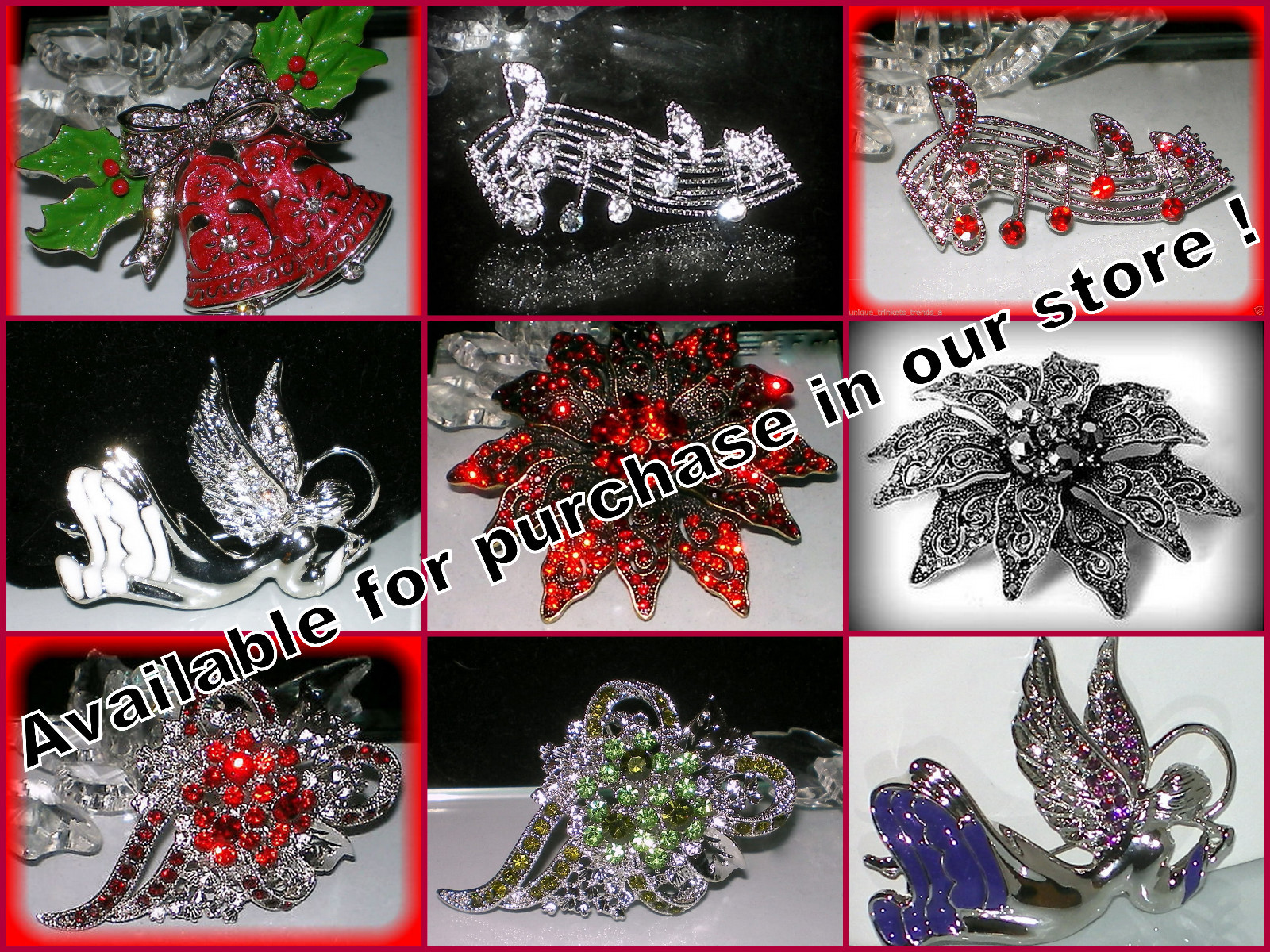 VTG RED GREEN PINK BLUE GOLD CHRISTMAS TREE LIGHTS~RHINESTONE CRYSTAL BROOCH PIN