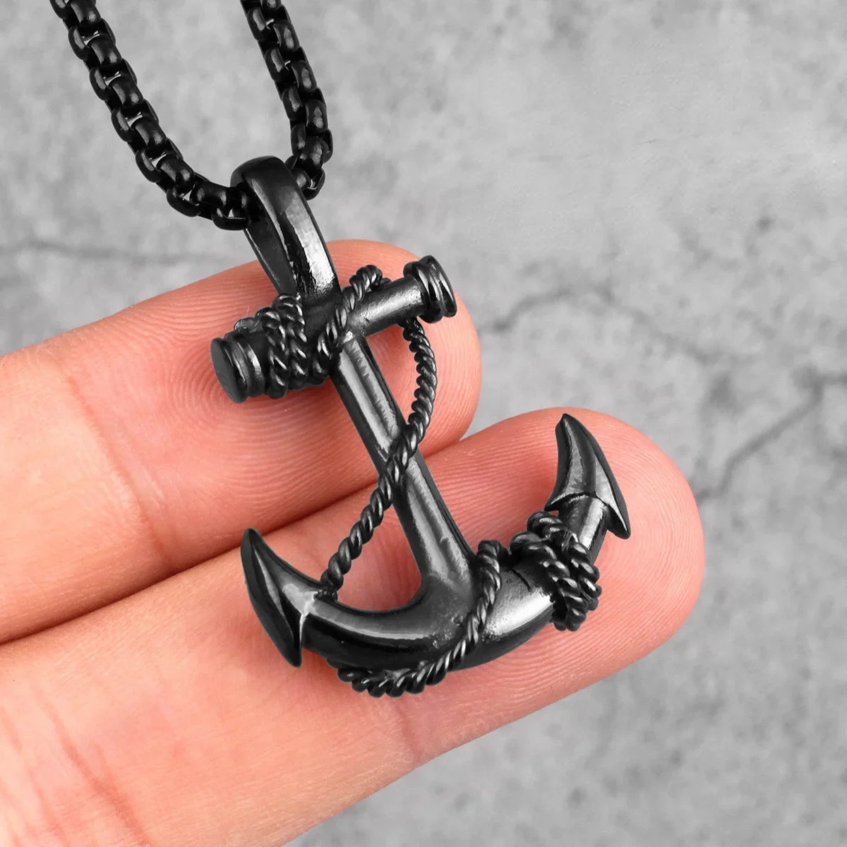 Sea Anchor Pendant Necklace Men Punk Rock Hip Hop Jewelry Gift