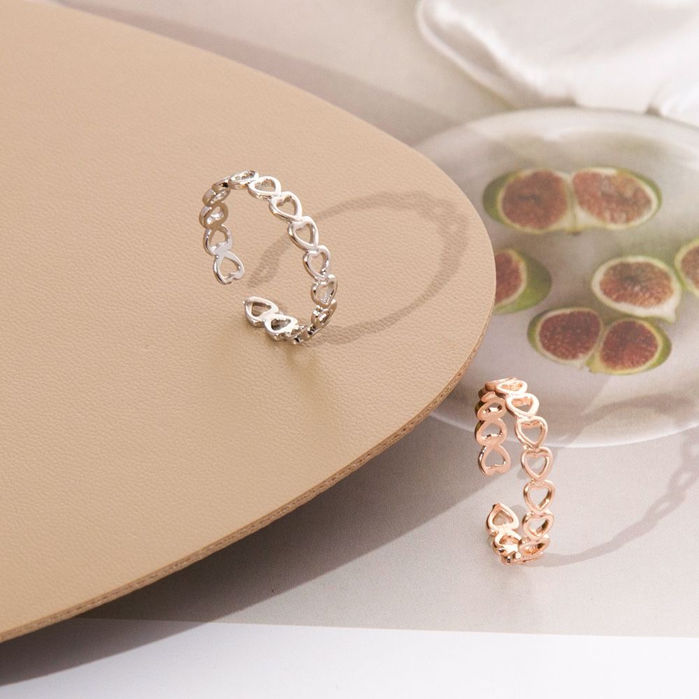 Heart Shape Open Rings-Gold Color Hollowed Out Cute Love Flexible Ring Jewelry