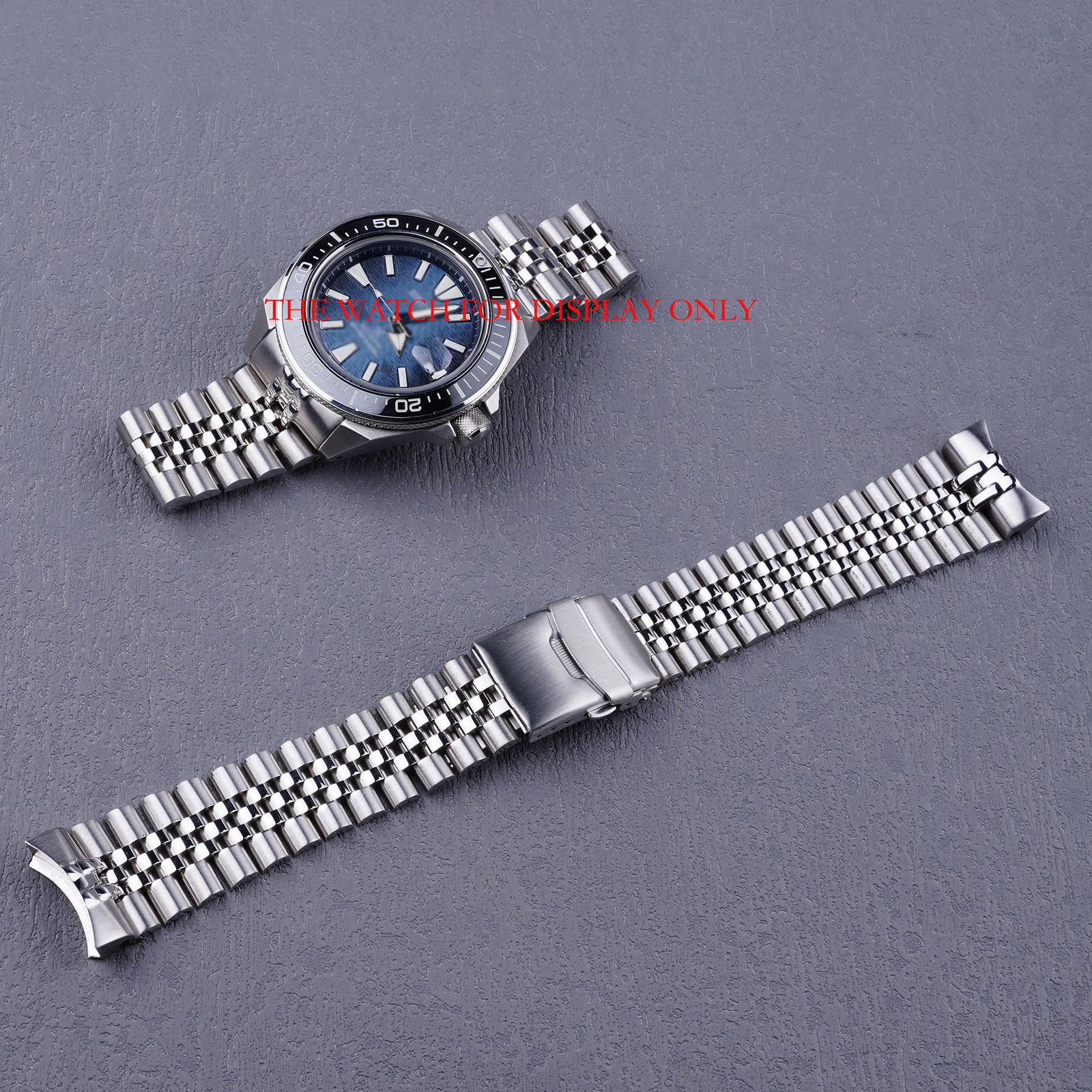 For Seiko Black Samurai SRPF79 22mm Silver Solid Curved End Jubilee Bracelets