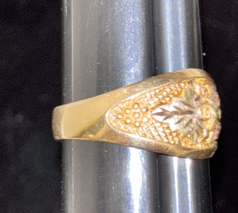 10k Yellow Gold Men’s Landstrom’s Black Hills Gold Tapered Band Ring Size 12