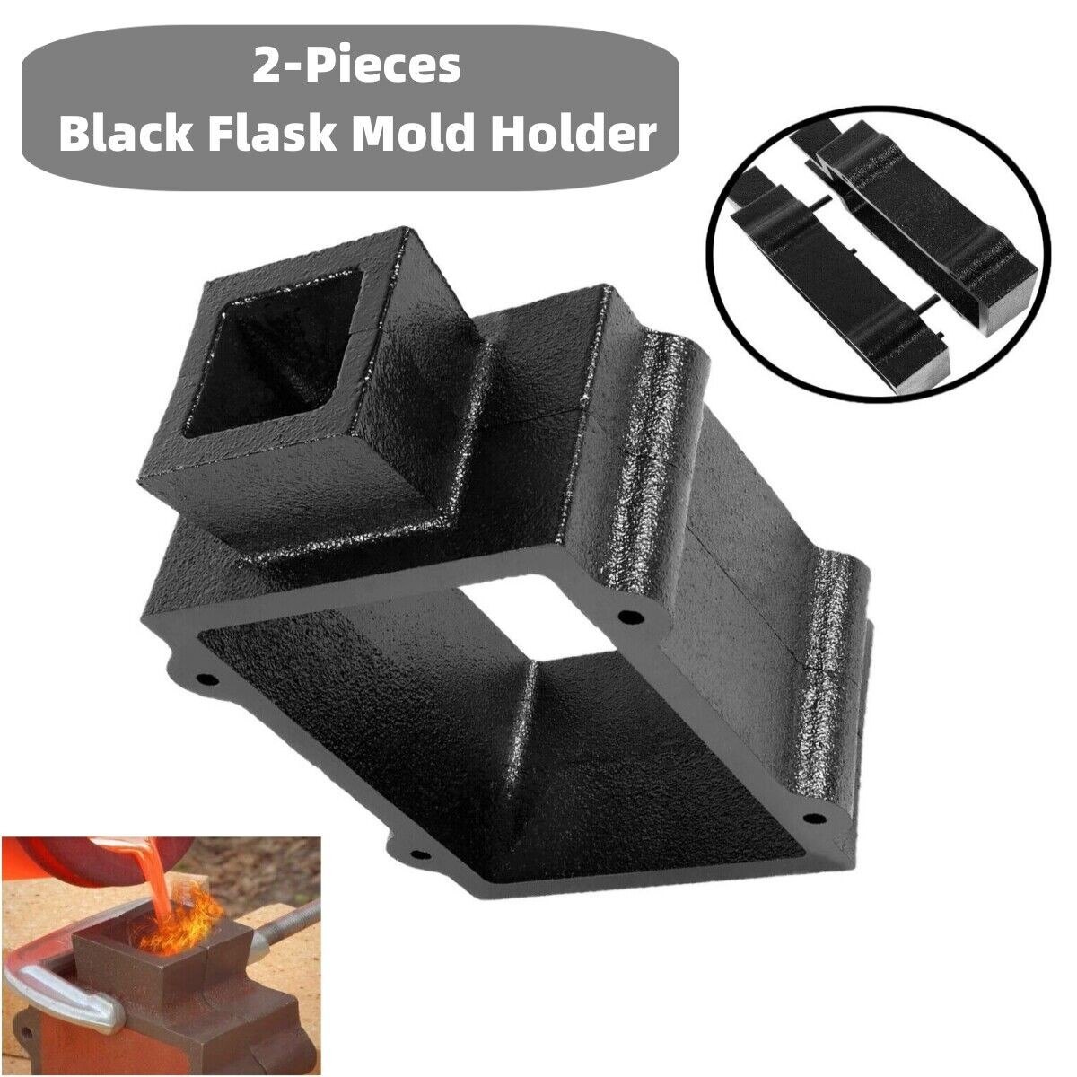 2PCS Cast Iron Flask Mold for Delft Sand Casting Jewelry Metal Making Tool