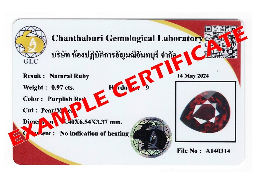 GLC Chanthaburi Gemological Laboratory Brief Report With Photo x1 (Service)