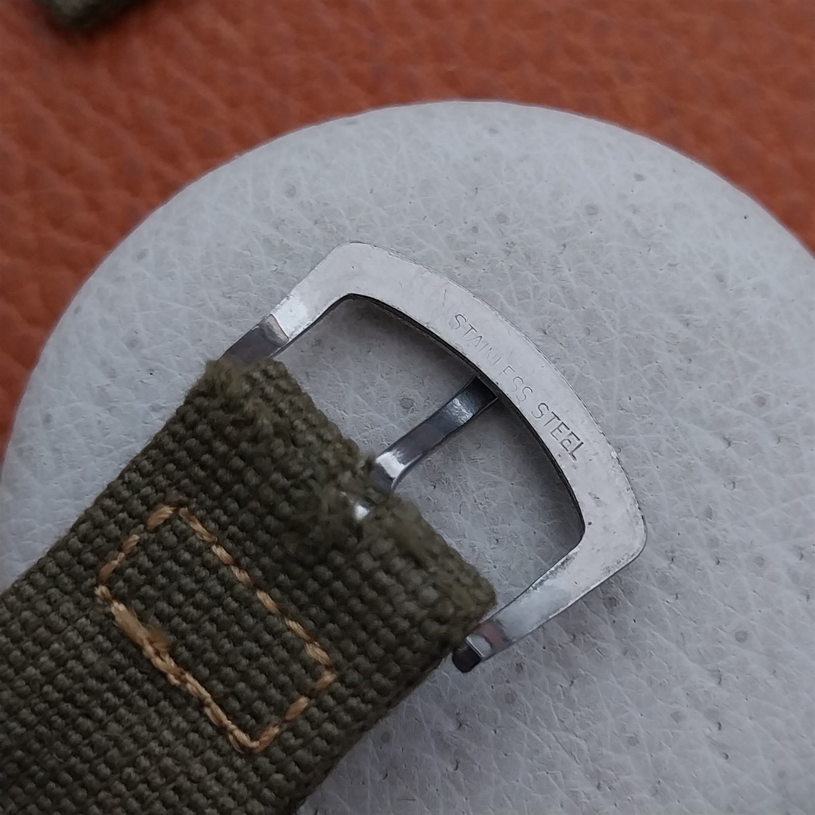 Vintage 5/8″ OD Green Canvas Military 1940s-1950s Watch Strap & Stainless Buckle