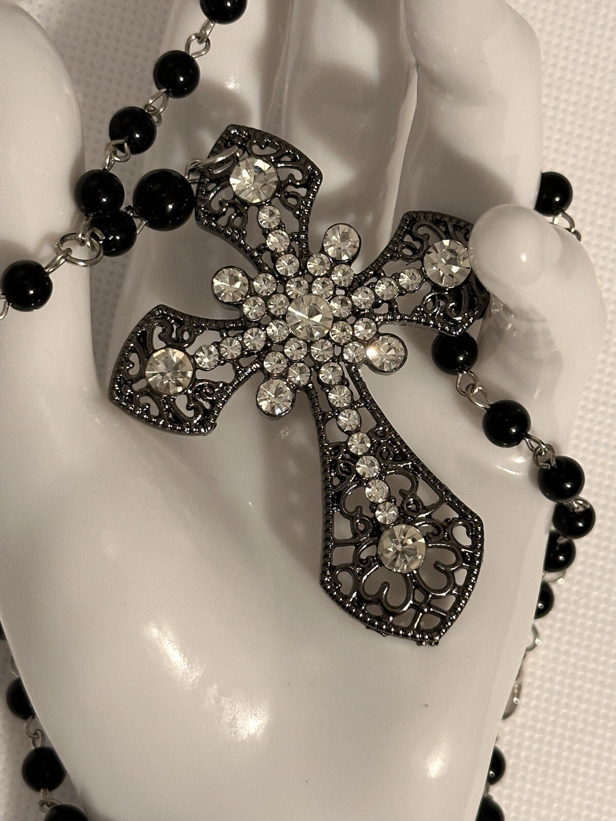 Statement Cross Necklace Religious Gothic Rosary Cross Choker Necklace Unisex