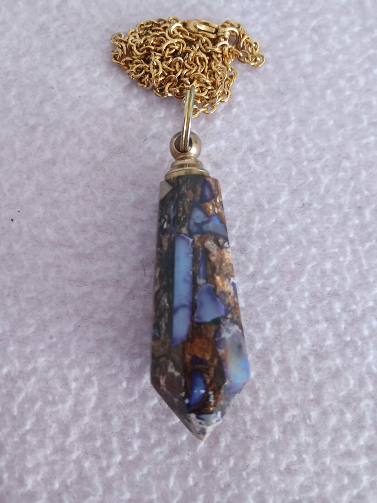 Multicolored Natural Stone Perfume Flask Pendant with 18 inch chain