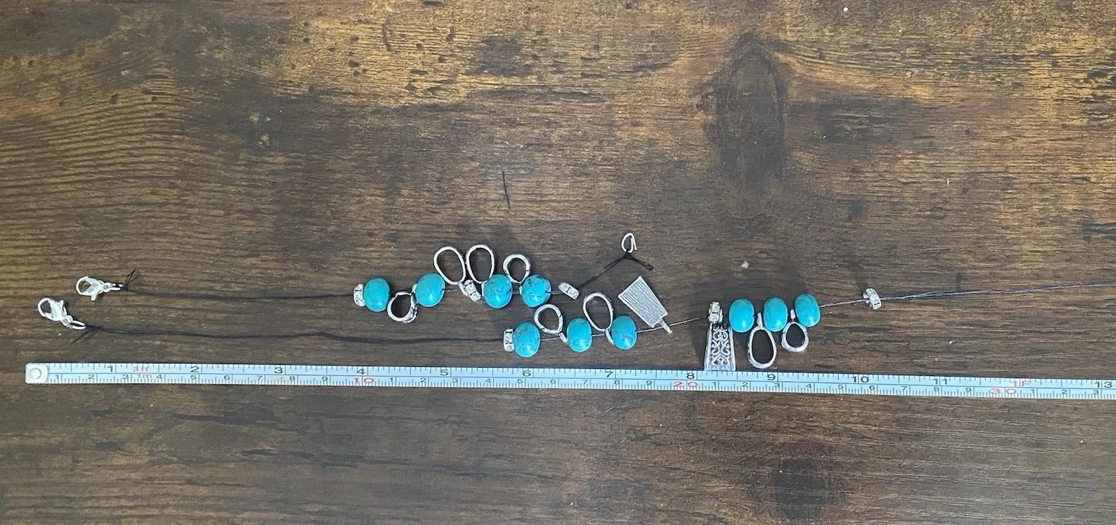 Womens Necklace Bracelet & Earrings Turquoise Style Silver Plated & Pinch Bails