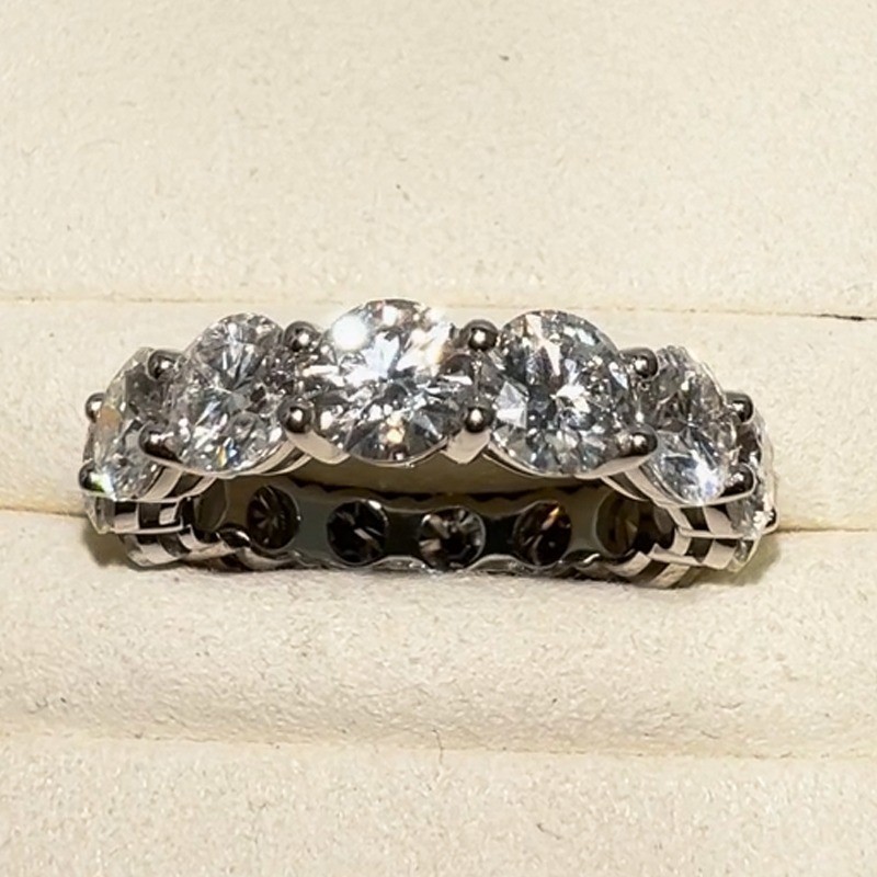 5.50TCW Round Cut Moissanite Eternity Wedding Band Ring 14k White Gold Plated