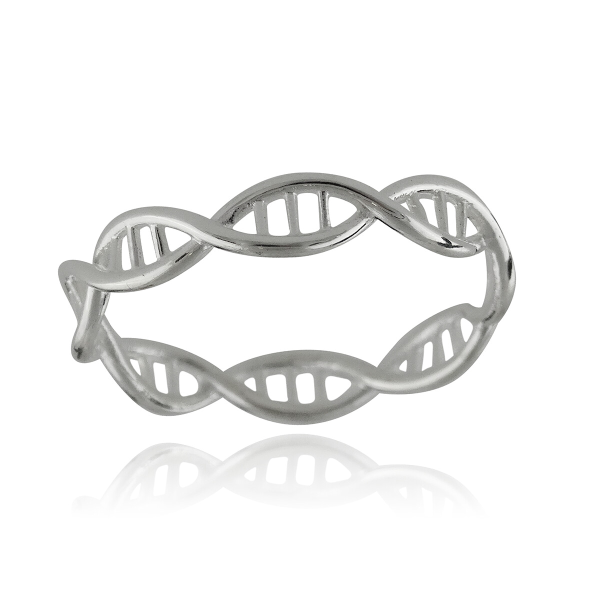 DNA Molecule Double Helix Ring – 925 Sterling Silver Band Sizes 6-10 Science NEW